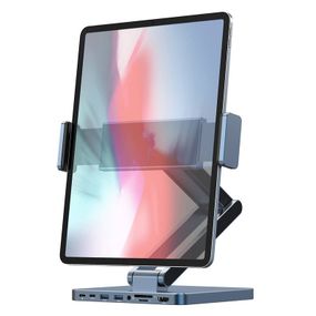 Подставка для планшетов+HUB WIWU AH801 Adjustable 8in1 (USB-C to HDMI+2xUSB-A+2xUSB-C+SD/TF+3.5mm) Gray