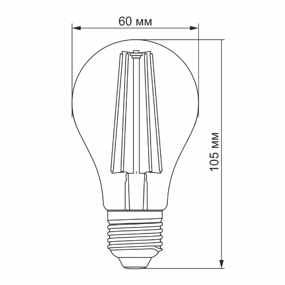 Лампа A60 8W E27 1200К 220V Filament LED Videx | Зображення 2