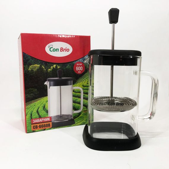 Френч-прес Con Brio 600 мл CB-6660B, Френч-прес для міцної кави, Багаторазовий френч-прес | Зображення 3