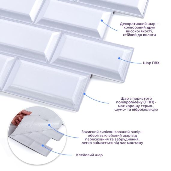 Декоративна ПВХ плитка на самоклейці цегла 300х300х5мм, ціна за 1 шт. (СПП-501) SW-00000665 | Зображення 1