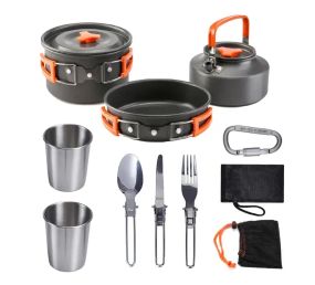 Набір туристичного посуду Camping cooking зі столовими приладами 10 в 1 / Набір посуду для походу, пікніка та риболовлі