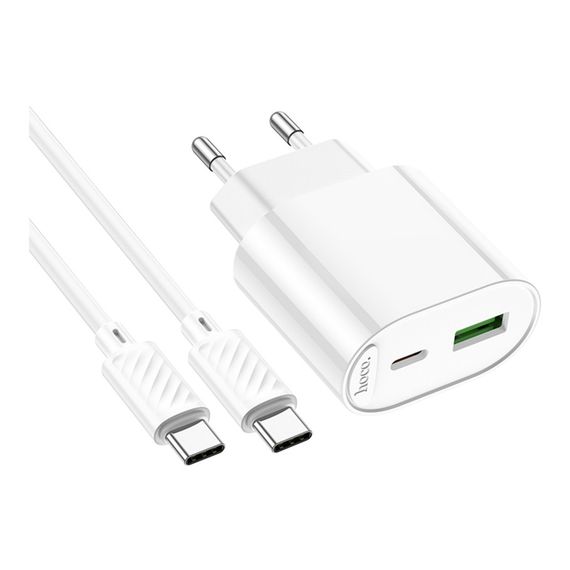 Мережевий зарядний пристрій Hoco C109A 1 USB-C/1USB PD/QC 20W+Type-C to Type-C