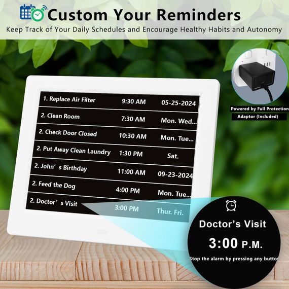 Годинник для людей із деменцією з британським коригуванням літнього часу, 30 будильників і настроюваних нагадувань | Зображення 4