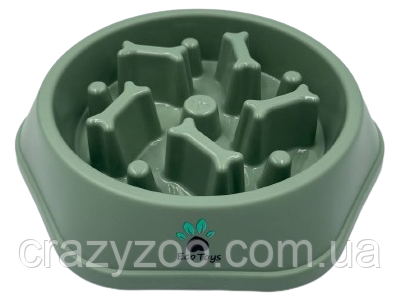 Миска для повільного годування для собак EcoToys пластикова оливкова 23.5х4.5 см 6878 | Зображення 4