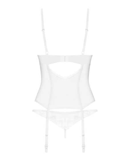 Корсет Obsessive Alissium corset & thong, XL/2XL, гибкие косточки, открытая спина, стринги в комплек | Зображення 6