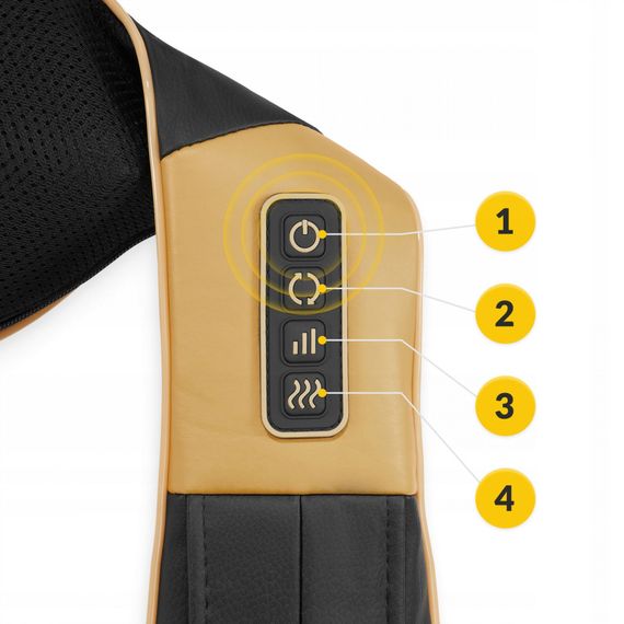 Накидка-масажер 4FIZJO Shiatsu Ultra+ для шиї та спини, акумуляторна 4FJ0566 Black/Gold (P-5907739319081) | Зображення 2