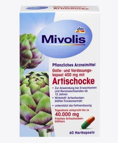 Миволис Желчно-пищеварительные капсулы с экстрактом артишока 400 мг. Mivolis artichoke – 400 мг.