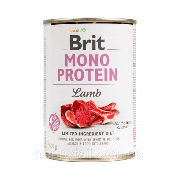 Беззерновой влажный корм Brit Mono Protein Lamb для собак, ягненок, 400 г