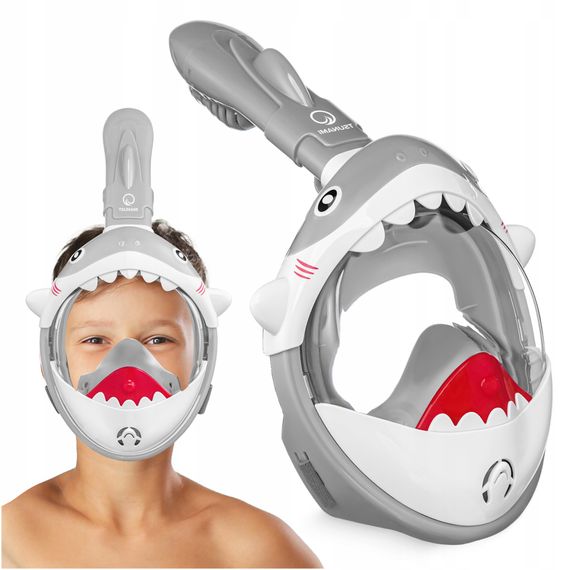 Маска для снорклінгу TSUNAMI Shark повнолицьова, дитяча Grey (P-5905973405447) | Зображення 7