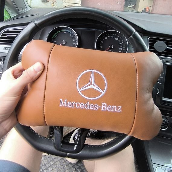 Комплект 2шт для подголовника Mercedes-Benz изготовлен из натуральной коричневой кожи. Комфорт в авто | Зображення 8