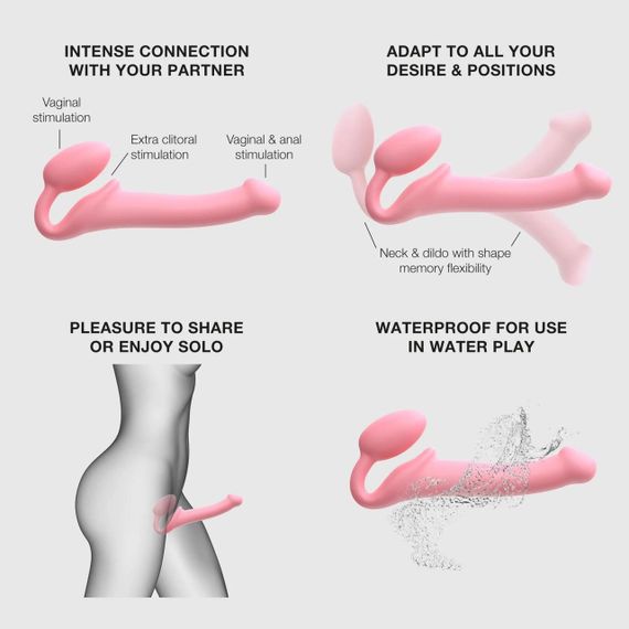Безремневой страпон Strap-On-Me Rose M, полностью регулируемый, диаметр 3,3см sexstyle | Зображення 4