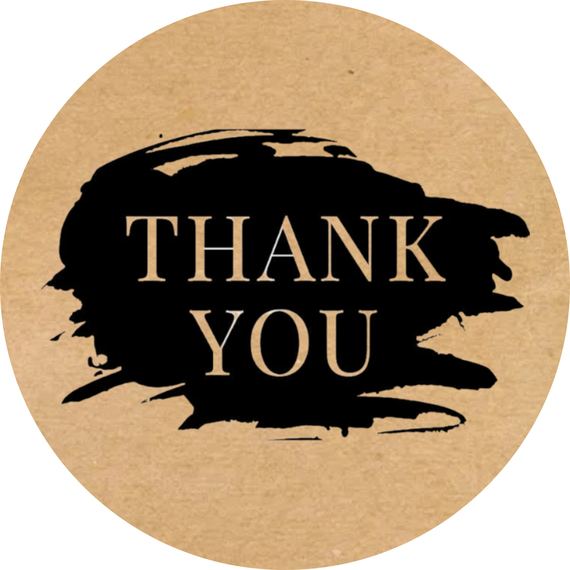 Этикетка круглая крафт "Thank You 01", Диаметр 50 мм, 250 шт/рулон, Viskom