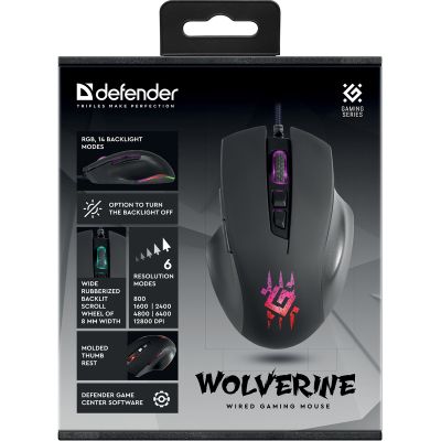 Мышка Defender Wolverine GM-700L RGB USB Black (52700) | Зображення 6