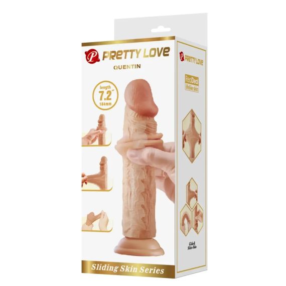 Фалоімітатор реаліст Pretty Love Quentin з рухомою шкірою, тілесний, 18.4 х 4.2 см Sex Aura | Зображення 8