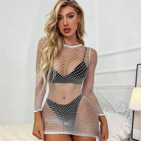 Клубное мини-платье эластичное романтичное Белый XS-L короткое без узоров