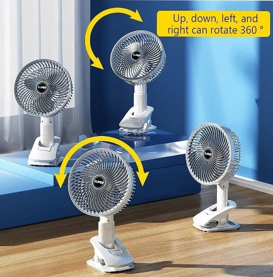Портативный вентилятор Desktop Fan Multi Function / Аккумуляторный вентилятор на прищепке / Вентилятор мини на USB | Зображення 1