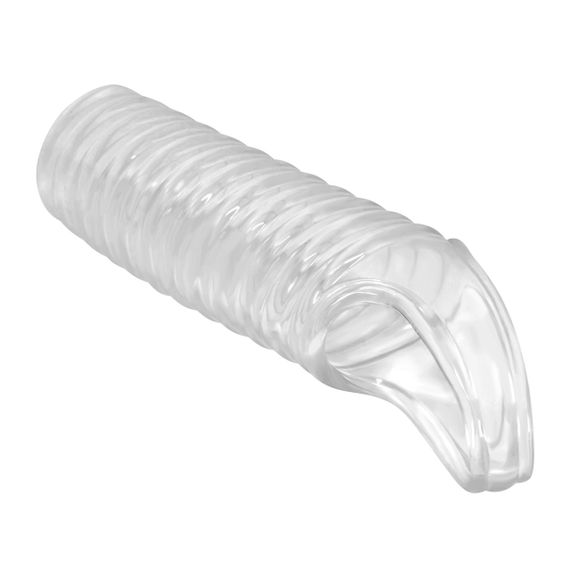 Насадка на пеніс ребриста Pretty Love Hartman відкрита, з петлею, прозора sexstyle | Зображення 3