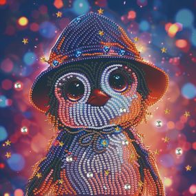 Алмазная мозаика "Милый пингвин" BH007 неполная выкладка 25х25 см