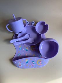 Набір дитячого силіконового посуду Краб Фіолетовий