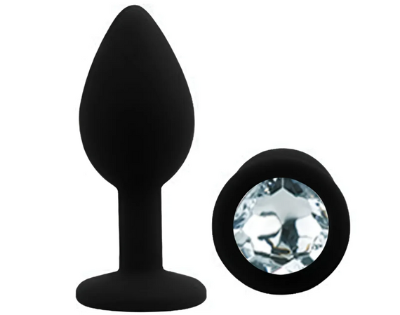 Силіконова анальная пробка EGZO - Silicone Black Round Plug Clear, size S Sex Aura | Зображення 1