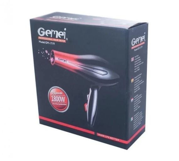 Професійний фен для волосся Gemei GM-1719 2 швидкості 3 режими нагрівання холодного обдування 1800 Вт | Зображення 3
