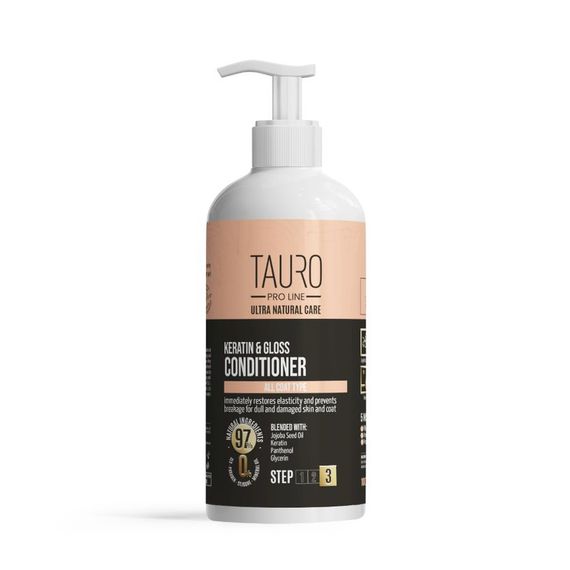 Кондиционер с кератином для шерсти собак и котов TAURO PRO LINE Ultra Natural Care Keratin & Gloss Conditioner 1 л