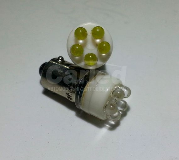 Світлодіодна автолампи BA9S, 5pcs LED(3mm) білого кольору світіння (~18-25Lm)