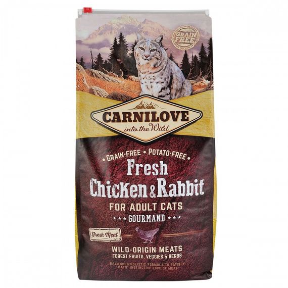 Корм сухий Carnilove Fresh Chicken and Rabbit for Adult cats для дорослих котів з куркою та кроликом 6 кг | Зображення 2