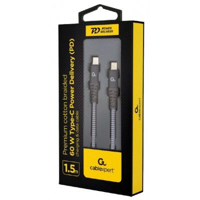 Дата кабель USB 2.0 USB-C to USB-C 1.5m 60W Cablexpert (CC-USB2B-CMCM60-1.5M) | Зображення 1