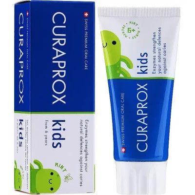 Детская зубная паста Curaprox Kids с фтором 1450 ppm от 6 лет вкус мяты 60 мл (TPkids1450M)