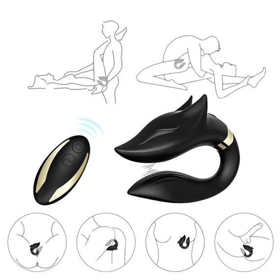 Вибратор для двоих с пультом управления Fox black sexstyle | Зображення 1