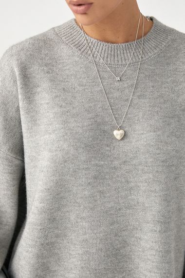 В'язана кофта оверсайз із розрізами - сірий цвет, ONE SIZE (є розміри) | Зображення 3