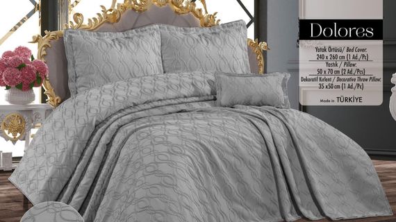 Покрывало з бахромой Kayra 240х260 см Dolores серое