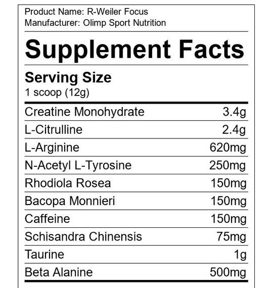 Комплекс до тренування Olimp Nutrition R-Weiler Focus 20 х 12 g Cola | Зображення 1
