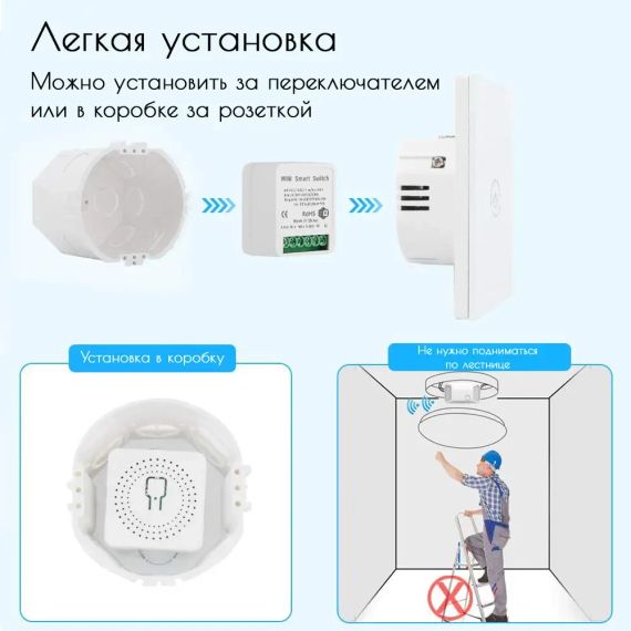 Умное wi-fi релле Smart Home 16A Беспроводной выключатель WiFi Smart Switch 16A | Зображення 6