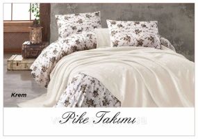 Постельное белье с вафельным покрывалом La Villa Mavi Белый