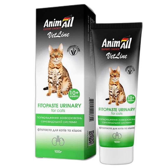 Фітопаста для профілактики СКХ у котів AnimAll VetLine Urinary, 100 мл