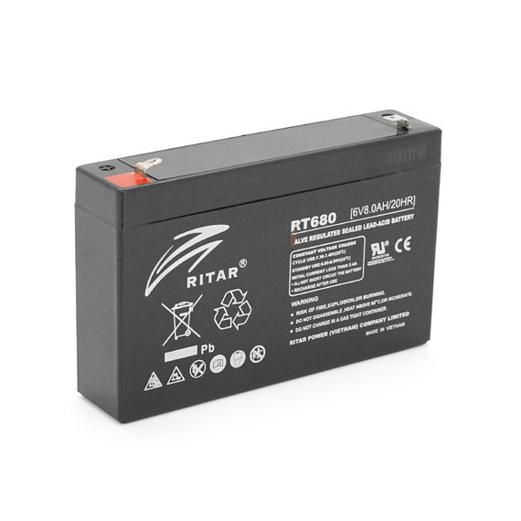 Акумуляторна батарея AGM RITAR RT680, Black Case, 6V 8Ah (151х34х94 (100)) Q10
