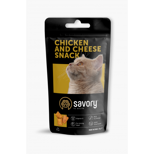 Хрусткі ласощі Savory Snack Подушечки для примхливих котів, з куркою та сиром, 60 г