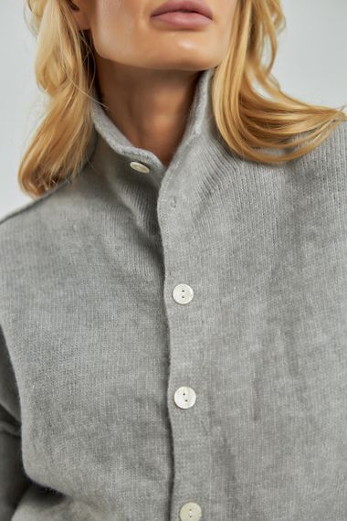 Теплий в'язаний кардиган на ґудзиках - сірий цвет, ONE SIZE (є розміри) | Зображення 3