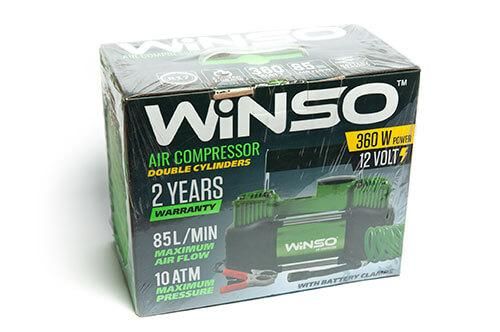 Компресор автомобільний 10 Атм, 85 л/хв. 2-цил-ра 360 Вт., Кабель 3 м, шланг 5,7 м., спускний клапан