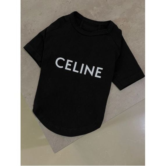 Брендовая футболка для собак и котов Celine черная | Зображення 1