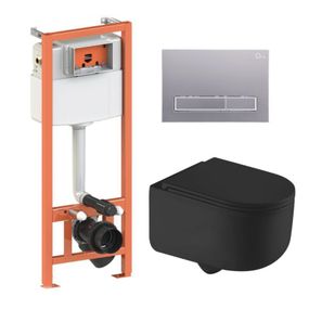 Готовое решение Qtap для ванной комнаты: подвесной унитаз Taurus Ultra Quiet 490x360x380 + комплект инсталляции Nest 4 в 1