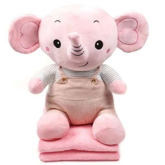 Игрушка-плед Слоник 3в1 50см (плед 100*150см) Розовая