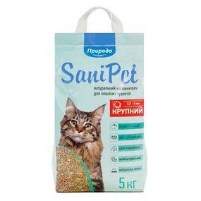 Наполнитель гигиенический бентонитовый крупный Природа Sani Pet для котов 5 кг