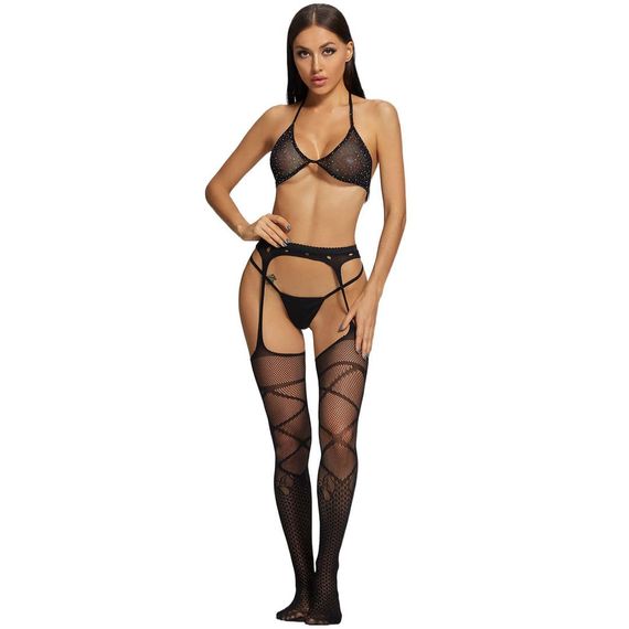 Еротичні колготки з відкритими стегнами Babydoll 48 Чорний 6056 | Зображення 6