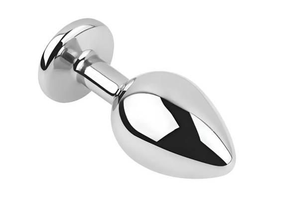 Анальна пробка із кристалом EGZO - Silver Round Plug Black size S Sex Aura | Зображення 2
