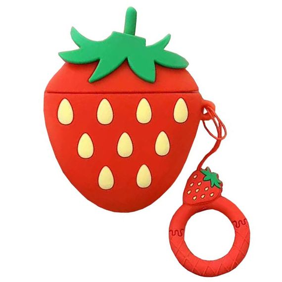 Силіконовий футляр Smile Fruits series для навушників AirPods 1/2 + кільце strawberry