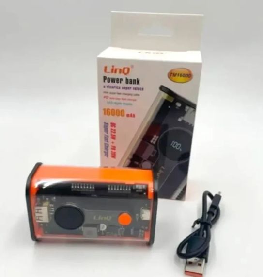 Павер банк, Power Bank 16 000 mAh с индикатором заряда и быстрой зарядкой 22.5W, LinQ