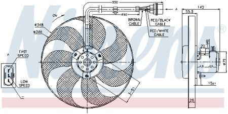 Вентилятор радіатора Audi 8L 1996-, Audi TT 1998-, VW Passat 1988-, Polo 1994-, Golf 4 1998-, Діаметр 350 мм | Зображення 1